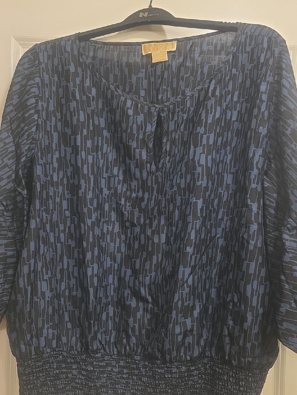 Michael Kors Navy and Blue Abstract-Print Blouse